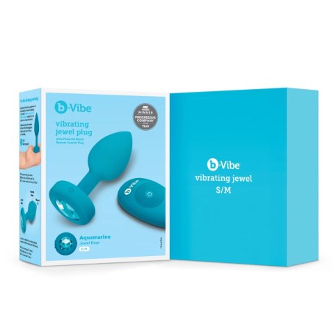 Zdalnie sterowany plug analny - B-Vibe Vibrating Jewel Plug S/M Aquamarine B-Vibe Zdalnie sterowany plug analny - B-Vibe Vibrating Jewel Plug S/M Aquamarine B-Vibe