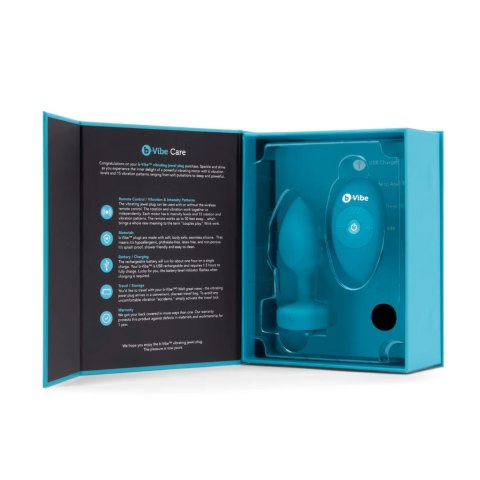 Zdalnie sterowany plug analny - B-Vibe Vibrating Jewel Plug S/M Aquamarine B-Vibe Zdalnie sterowany plug analny - B-Vibe Vibrating Jewel Plug S/M Aquamarine B-Vibe