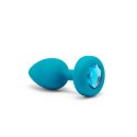 Zdalnie sterowany plug analny - B-Vibe Vibrating Jewel Plug S/M Aquamarine B-Vibe