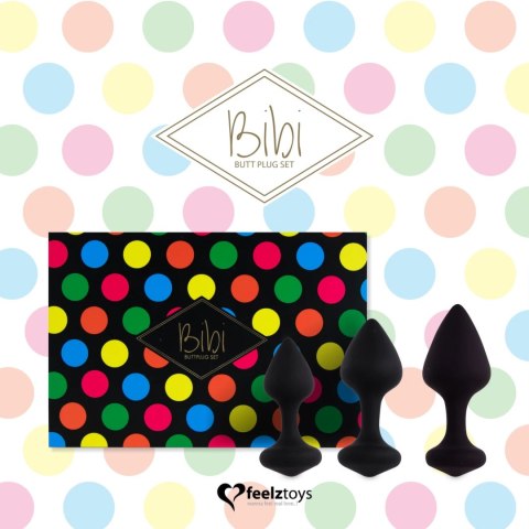 Zestaw plugów analnych - FeelzToys Bibi Black 3 szt FeelzToys Zestaw plugów analnych - FeelzToys Bibi Black 3 szt FeelzToys