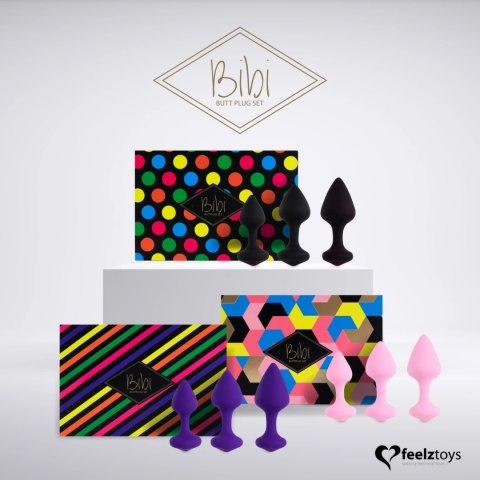 Zestaw plugów analnych - FeelzToys Bibi Black 3 szt FeelzToys Zestaw plugów analnych - FeelzToys Bibi Black 3 szt FeelzToys