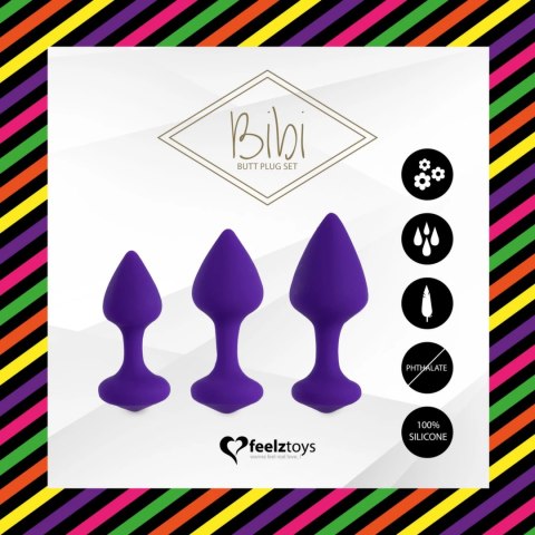 Zestaw plugów analnych - FeelzToys Bibi Purple 3 szt FeelzToys Zestaw plugów analnych - FeelzToys Bibi Purple 3 szt FeelzToys