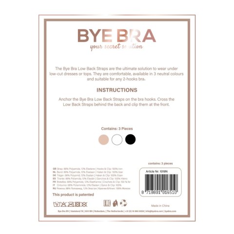 Pasek obniżający zapięcie biustonosza - Bye Bra Flexible Low Back Straps 2 Haftki Czarny i Biały Bye Bra Pasek obniżający zapięcie biustonosza - Bye Bra Flexible Low Back Straps 2 Haftki Czarny i Biały Bye Bra