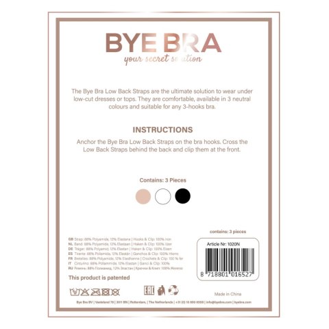 Pasek obniżający zapięcie biustonosza - Bye Bra Flexible Low Back Straps 3 haftki Czarny i Biały Bye Bra Pasek obniżający zapięcie biustonosza - Bye Bra Flexible Low Back Straps 3 haftki Czarny i Biały Bye Bra