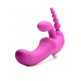 XR Brands - Potrójne, wibrujące, silikonowe dildo bez paska Regal XR Brands
