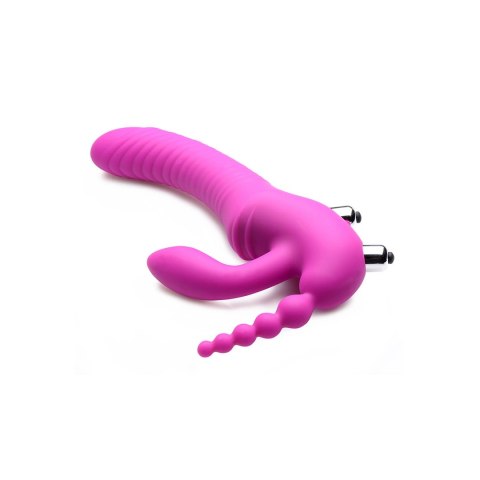 XR Brands - Potrójne, wibrujące, silikonowe dildo bez paska Regal XR Brands XR Brands - Potrójne, wibrujące, silikonowe dildo bez paska Regal XR Brands