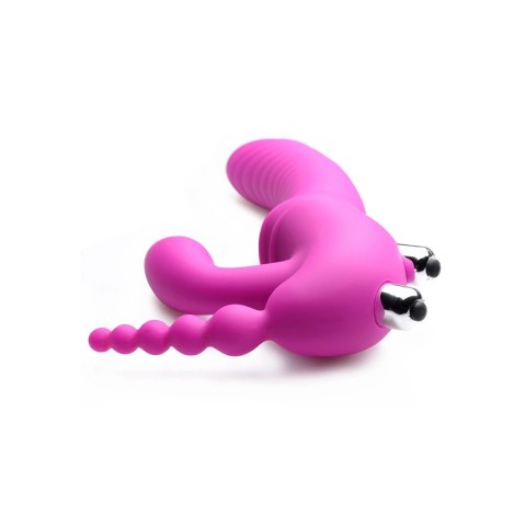 XR Brands - Potrójne, wibrujące, silikonowe dildo bez paska Regal XR Brands XR Brands - Potrójne, wibrujące, silikonowe dildo bez paska Regal XR Brands