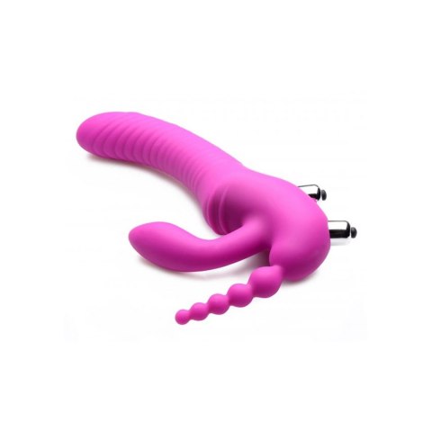 XR Brands - Potrójne, wibrujące, silikonowe dildo bez paska Regal XR Brands XR Brands - Potrójne, wibrujące, silikonowe dildo bez paska Regal XR Brands