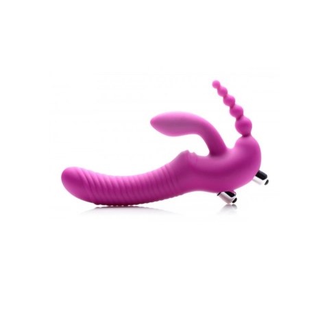 XR Brands - Potrójne, wibrujące, silikonowe dildo bez paska Regal XR Brands XR Brands - Potrójne, wibrujące, silikonowe dildo bez paska Regal XR Brands