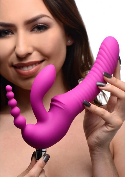 XR Brands - Potrójne, wibrujące, silikonowe dildo bez paska Regal XR Brands XR Brands - Potrójne, wibrujące, silikonowe dildo bez paska Regal XR Brands
