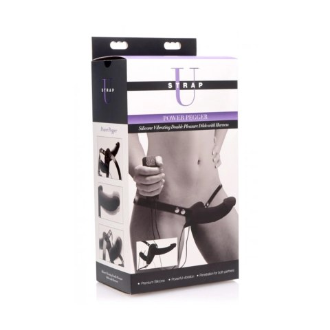 XR Brands - Wibrujące, podwójne dildo z uprzężą XR Brands XR Brands - Wibrujące, podwójne dildo z uprzężą XR Brands