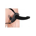 XR Brands - Wibrujące, podwójne dildo z uprzężą XR Brands