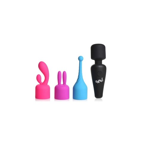 XR Brands - Miniaturowy masażer różdżkowy z 3 końcówkami XR Brands XR Brands - Miniaturowy masażer różdżkowy z 3 końcówkami XR Brands