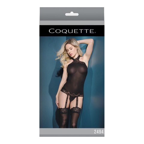 Coquette - Przezroczysty top typu halter z dołączonymi pończochami Coquette Coquette - Przezroczysty top typu halter z dołączonymi pończochami Coquette