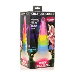 Świecące w ciemności tęczowe silikonowe dildo XR Brands XR Brands