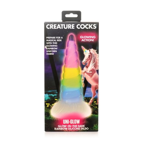 Świecące w ciemności tęczowe silikonowe dildo XR Brands XR Brands Świecące w ciemności tęczowe silikonowe dildo XR Brands XR Brands
