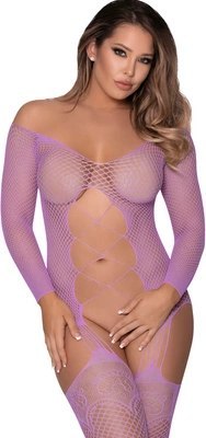 Magic Silk - Kombinezon z podwiązkami w siatce Magic Silk