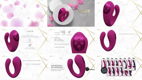 Vive - Wibrator o potrójnym działaniu z dwoma bolcami i falą pulsacyjną na łechtaczce Yoko VIVE by Shots Vive - Wibrator o potrójnym działaniu z dwoma bolcami i falą pulsacyjną na łechtaczce Yoko VIVE by Shots