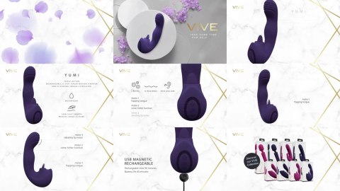 Vive - Wibrator z potrójnym silnikiem G-Spot i migoczącym językiem Yumi VIVE by Shots Vive - Wibrator z potrójnym silnikiem G-Spot i migoczącym językiem Yumi VIVE by Shots
