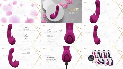 Vive - Wibrator z potrójnym silnikiem G-Spot i migoczącym językiem Yumi VIVE by Shots Vive - Wibrator z potrójnym silnikiem G-Spot i migoczącym językiem Yumi VIVE by Shots
