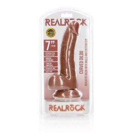 RealRock - Zakrzywione realistyczne dildo z jądrami i przyssawką 18 cm RealRock by Shots