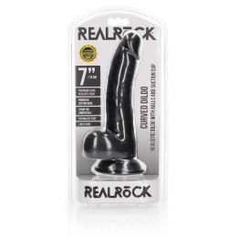 RealRock - Zakrzywione realistyczne dildo z jądrami i przyssawką 18 cm RealRock by Shots