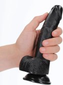 RealRock - Zakrzywione realistyczne dildo z jądrami i przyssawką 18 cm RealRock by Shots