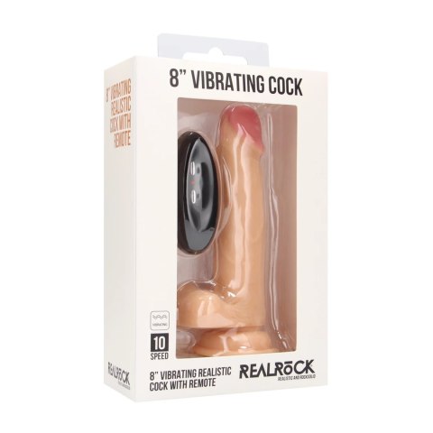 RealRock - Wibrujące realistyczne dildo z jądrami - z pilotem 20 cm RealRock by Shots RealRock - Wibrujące realistyczne dildo z jądrami - z pilotem 20 cm RealRock by Shots