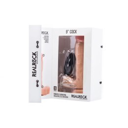 RealRock - Wibrujące realistyczne dildo z jądrami - z pilotem 23 cm RealRock by Shots