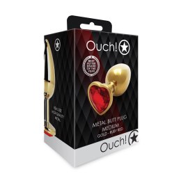 Ouch! - Metalowy korek analny - Serce - Średni Ouch! by Shots