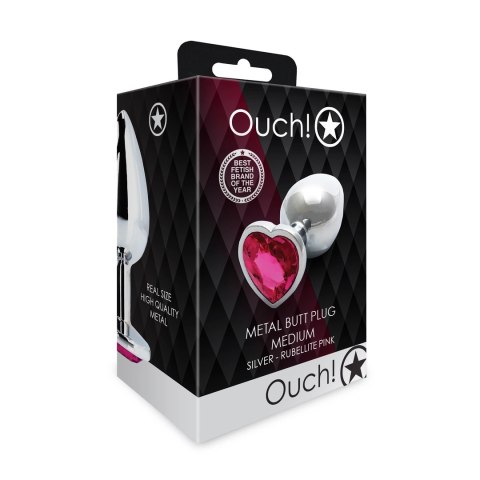 Ouch! - Metalowy korek analny - Serce - Średni Ouch! by Shots Ouch! - Metalowy korek analny - Serce - Średni Ouch! by Shots