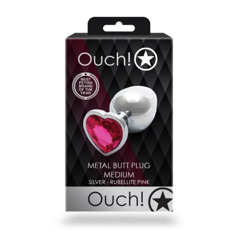 Ouch! - Metalowy korek analny - Serce - Średni Ouch! by Shots Ouch! - Metalowy korek analny - Serce - Średni Ouch! by Shots