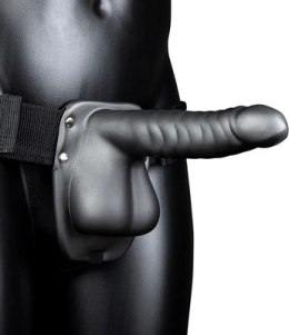 Ouch! - Prążkowany pasek z dildo z jądrami - 21 cm Ouch! by Shots