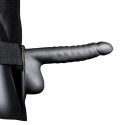 Ouch! - Prążkowany pasek z dildo z jądrami - 21 cm Ouch! by Shots
