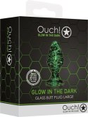 Ouch! - Szklany korek analny - świecący w ciemności - duży Ouch! by Shots