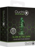 Ouch! - Szklany korek analny - świecący w ciemności - średni Ouch! by Shots