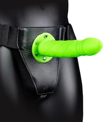 Ouch! - Zakręcone wypustki - dildo świecące w ciemności na pasku - 20 cm Ouch! by Shots Ouch! - Zakręcone wypustki - dildo świecące w ciemności na pasku - 20 cm Ouch! by Shots