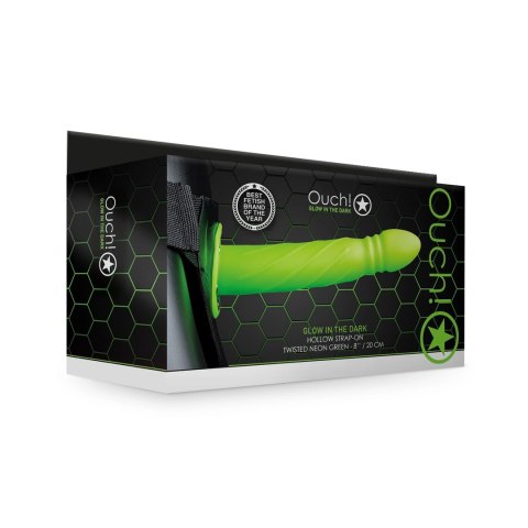 Ouch! - Zakręcone wypustki - dildo świecące w ciemności na pasku - 20 cm Ouch! by Shots Ouch! - Zakręcone wypustki - dildo świecące w ciemności na pasku - 20 cm Ouch! by Shots