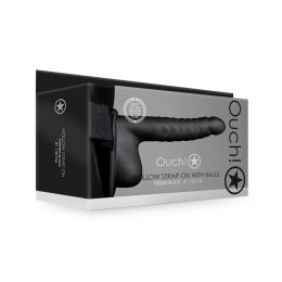 Ouch! - Żebrowane dildo z jądrami na pasku - 21 cm Ouch! by Shots