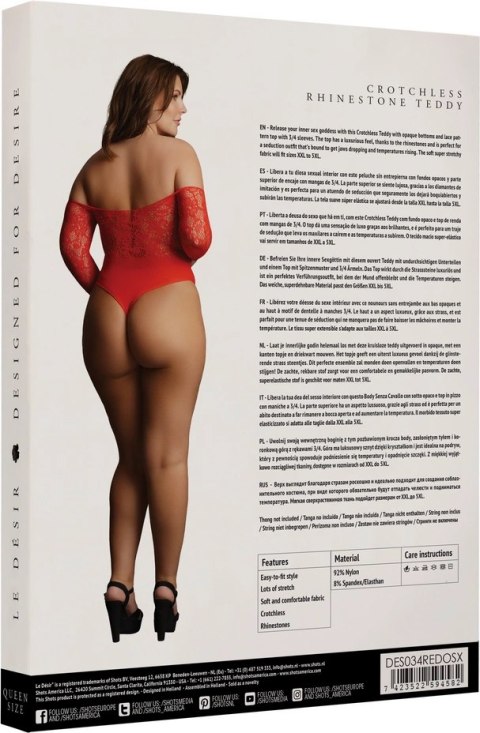 Le desir - Body z rękawami 3/4 z otwartym kroczem Plus Size Le Désir by Shots Le desir - Body z rękawami 3/4 z otwartym kroczem Plus Size Le Désir by Shots