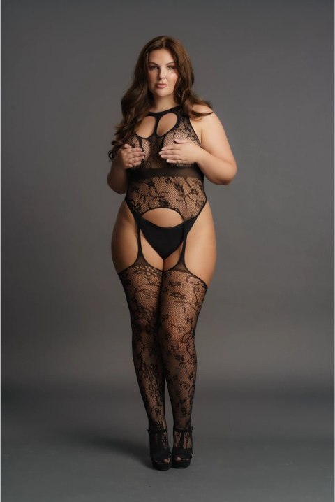 Le desir - Bodystocking na szelkach z zaokrąglonym dekoltem Plus Size Le Désir by Shots Le desir - Bodystocking na szelkach z zaokrąglonym dekoltem Plus Size Le Désir by Shots