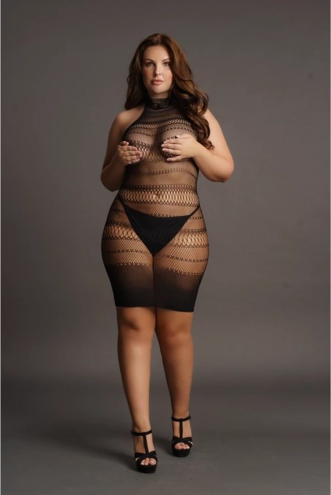 Le desir - Koronkowa mini sukienka z wysokim dekoltem Plus Size Le Désir by Shots Le desir - Koronkowa mini sukienka z wysokim dekoltem Plus Size Le Désir by Shots