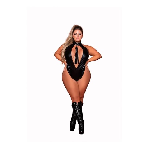 Dreamgirl - Body z elementami sztucznej skóry + bicz - plus size Dreamgirl Dreamgirl - Body z elementami sztucznej skóry + bicz - plus size Dreamgirl