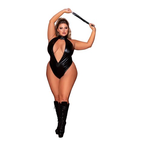 Dreamgirl - Body z elementami sztucznej skóry + bicz - plus size Dreamgirl Dreamgirl - Body z elementami sztucznej skóry + bicz - plus size Dreamgirl