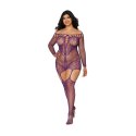 Dreamgirl - Siateczkowa sukienka z paskami do pończoch - plus size Dreamgirl