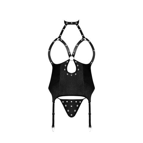 Magic Silk - Seksowny gorset ze skóry ekologicznej i stringi z ćwiekami Mistress - LXL Magic Silk Magic Silk - Seksowny gorset ze skóry ekologicznej i stringi z ćwiekami Mistress - LXL Magic Silk