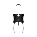 Magic Silk - Seksowny gorset ze skóry ekologicznej i stringi z ćwiekami Mistress - S/M Magic Silk