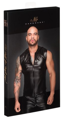 Noir - Stylowy Matowy Męski Bezrękawnik Z Kapturem Czarny 3XL Noir