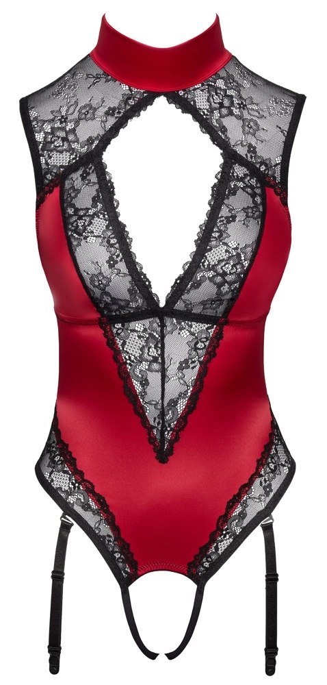 Cottelli LINGERIE - Seksowne Czerwone Body Z Delikatną Koronką Bez Krocza S Cottelli LINGERIE Cottelli LINGERIE - Seksowne Czerwone Body Z Delikatną Koronką Bez Krocza S Cottelli LINGERIE