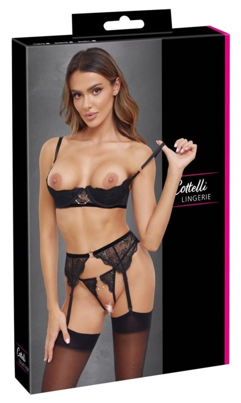 Cottelli LINGERIE - Seksowne Koronkowy 3-Częściowy Komplecik Czarny 75B/S Cottelli LINGERIE Cottelli LINGERIE - Seksowne Koronkowy 3-Częściowy Komplecik Czarny 75B/S Cottelli LINGERIE